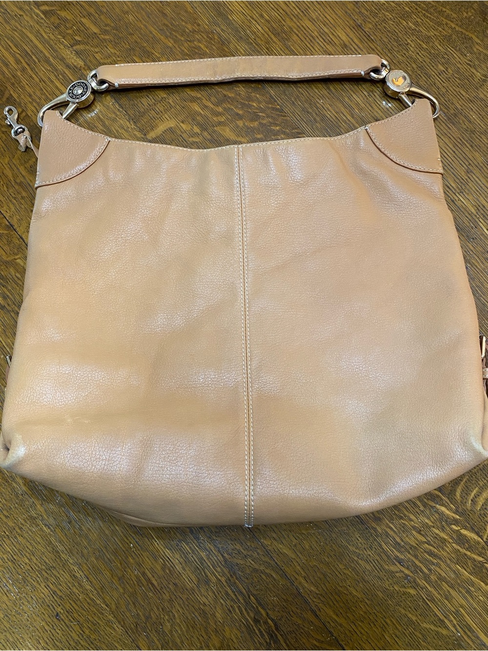 Dooney & Bourke Pebble Leather Shoulder Hobo Bag in Tan Nude